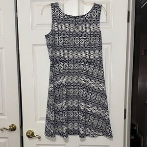 Talbots Navy and White Sleeveless A-line Dress